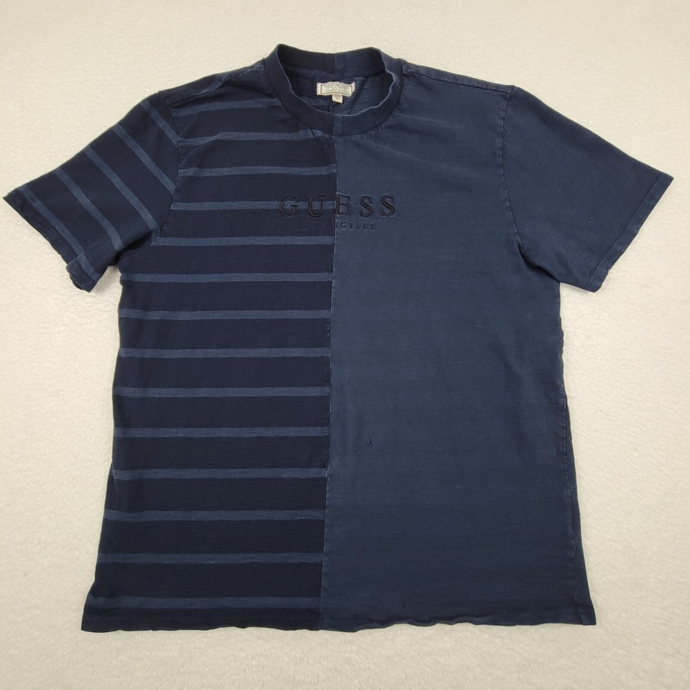 Guess Originals Los Angeles Embroidered‎ Short Sleeve Shirt Mens XL Blue READ